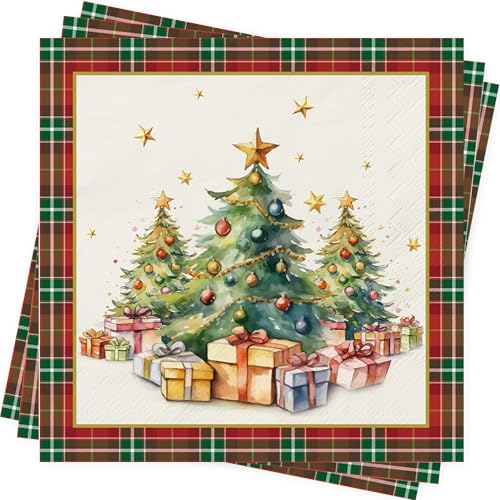 servietten weihnachten 80 stück weihnachtsbäume 33x33cm tischdeko xmas napkins winter servietten