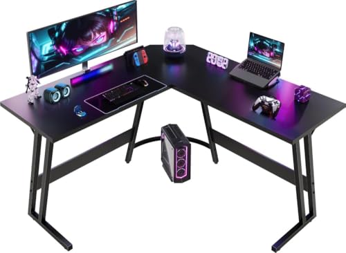 devoko gaming tisch l-förmig computertisch eckschreibtisch 120x120cm schwarz