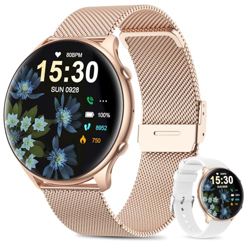 sLOKSFil smartwatch damen mit telefonfunktion, 1.39" hd touchscreen, menstruationszyklus, herzfrequenz, schlafmonitor, schrittzähler, ip67 wasserdicht, rosa gold