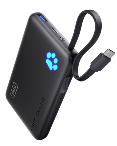 power bank 10000mAh 20W mit usb-c kabel, mini in&out für iPhone Samsung iPad, iniu