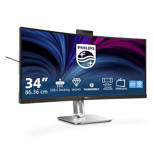 philips 34b2u6603ch 34 zoll monitor, usb-c, usb hub, dunkel grau