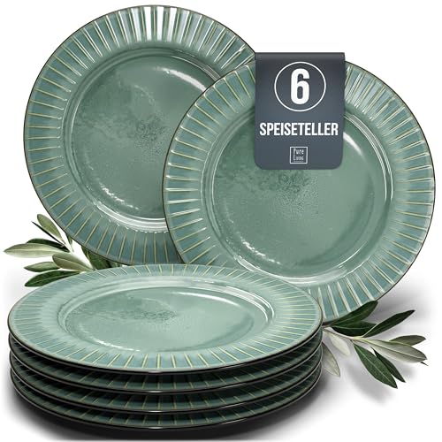 steingut teller set 6 personen asia style in grün pure living geschirr set