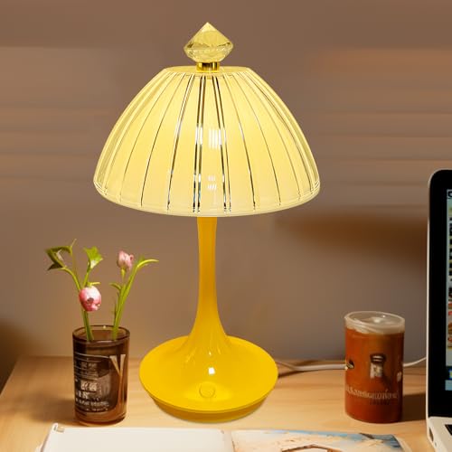 kbibck led blumetopft lampe kabellos dimmbar tischleuchte pilz für schlafzimmer büro gelb