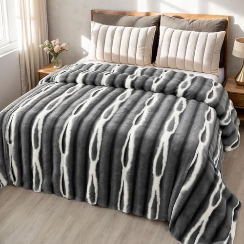 Produktbild: kuscheldecke aus kunst-kaschmir 1000 g/m von livego, wendbar, flauschig, für sofa und bett