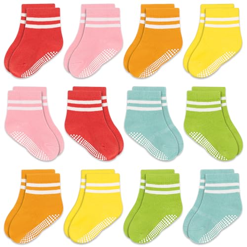Produktbild: grpskcos rutschsocken kinder 12 paar antirutschsocken baby 0-7 jahre leuchtende farben