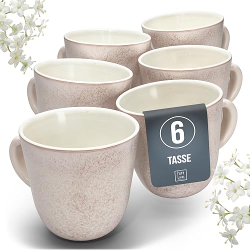 steingut kaffeetassen set für 6 personen ibiza, stilvolle tee- und kaffeebecher in rose