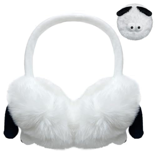 Produktbild: Ohrenwärmer Kinder & Damen, Plüsch Earmuffs Winter, Ohrenschützer Hund Weiß