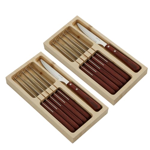 steakmesser set sanhekit 8 teilig edelstahl holzgriff ergonomisches design gezacktes messer