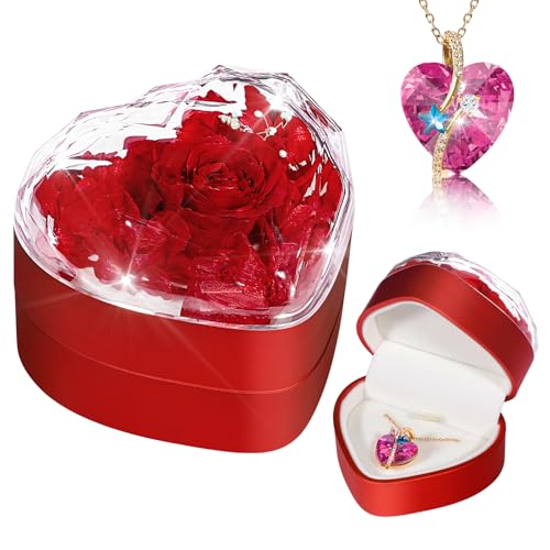 ewige rose herz halskette von tangdoujm, unendliche rosen geschenkbox für freundin