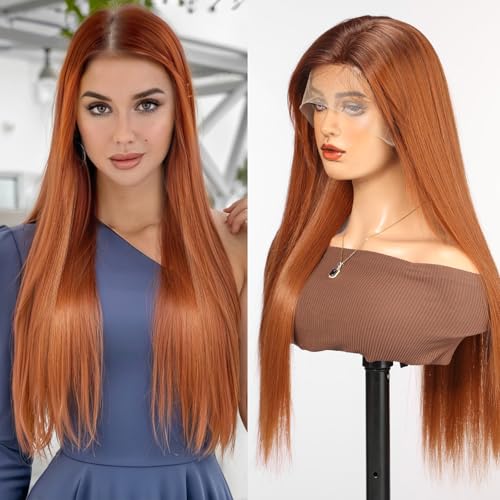 wokestar lange synthetische perücken braun mit highlights für frauen