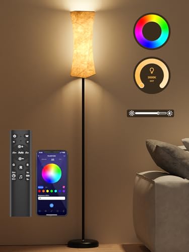 dimmbare stehlampe amdelne 170cm rgb farbwechsel stoff smart mit fernbedienung weiß