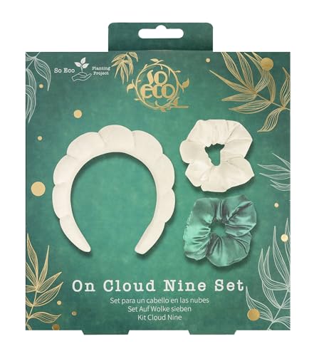so eco haarband set - 3 teile haargummi, haarband - grün - satin - unisex