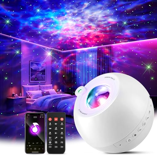 Produktbild: one fire sternenhimmel projektor mit 15 farben und musik, bluetooth nachttischlampe