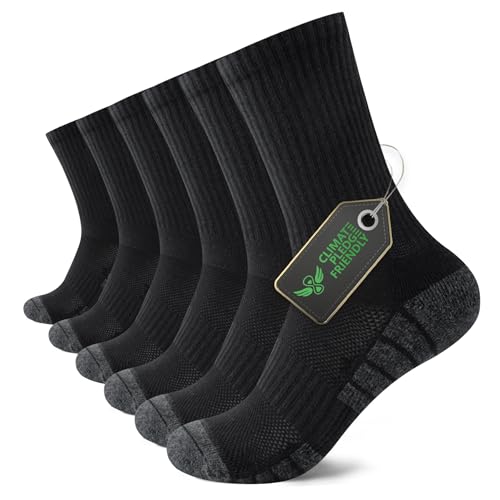 FALARY sportsocken herren damen 6 paar atmungsaktive wandersocken laufsocken schwarz weiß