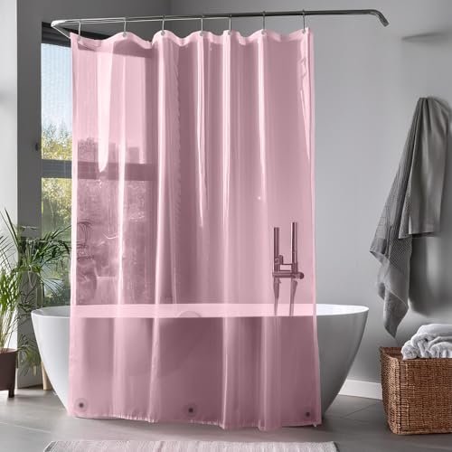 Duschvorhang ZENO 180x180 cm rosa, PEVA wasserdicht, mit rostfreien Ösen und Magneten