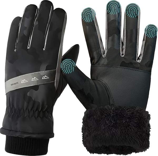 wueaoa winterhandschuhe herren damen wasserdicht touchscreen für schnee radfahren schwarz m