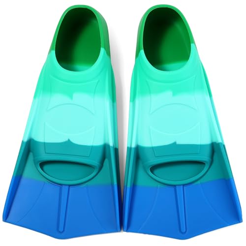Azuunye schwimmflossen kinder, kurze silikon schwimmflossen für training und lap schwimmen