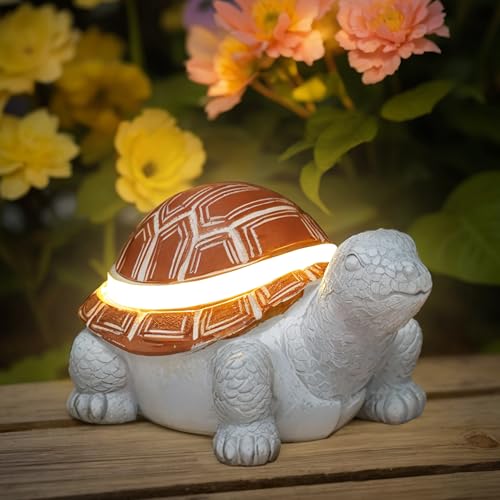 flowood solar schildkröte statue wetterfest mit led-licht für garten und balkon