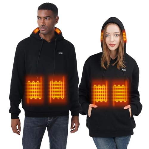 beheizbarer hoodie unisex wueaoa 10000 mAh akku 3 temperaturstufen schwarz L