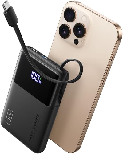 iniu 45w power bank 10000mah mit usb-c kabel, tragbares ladegerät für iphone samsung macbook