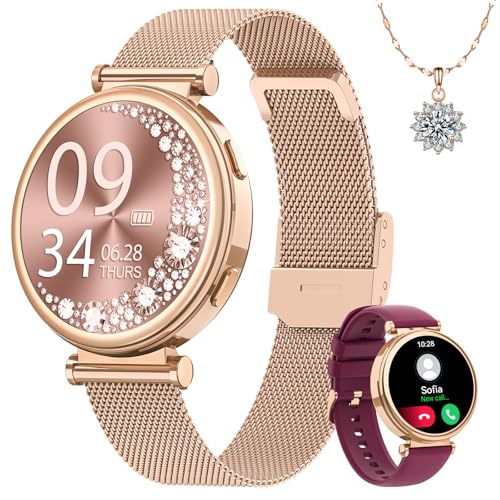 Produktbild: fitnynxos smartwatch damen, 1.27" touch armbanduhr mit telefonfunktion, puls, schlafmonitor, fitness tracker, ip68