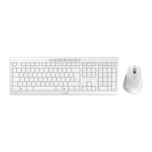 cherry stream desktop comfort kabelloses tastatur maus set qwertz leise