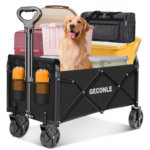 faltbarer bollerwagen handwagen 100L 100KG mit getränkehalter für garten camping strand
