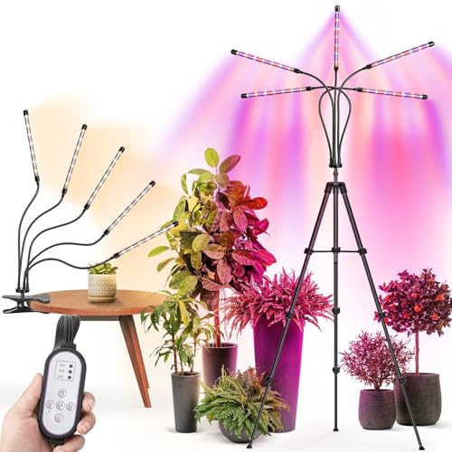 pflanzenlampe mit ständer, 5 köpfe 100 leds vollspektrum, 3 farbmodi, auto timer
