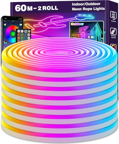 letianpai neon rope lights 60m led mit app fernbedienung rgb outdoor wasserdicht