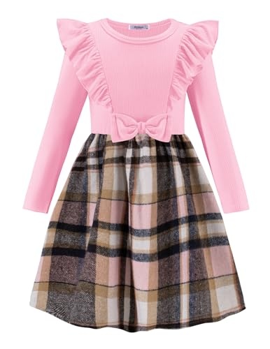 arshiner strickkleid mädchen langarm kariert herbst winter kleid lila 1-2 jahre