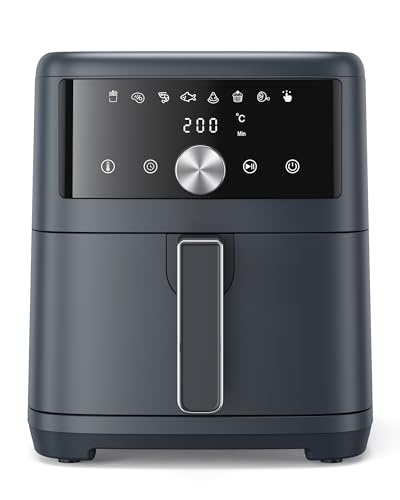 heißluftfritteuse innsky 6l 1500w air fryer 8-in-1 mit led-touchscreen grau für 3-5 personen