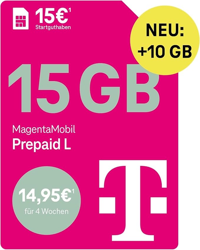 Telekom MagentaMobil Prepaid L 25 GB Highspeed | 5G/LTE Max, Allnet Flat Deutschland