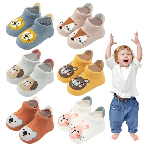 Baby Socken rutschfest 12 Paar SPORWAY Baumwolle mit Tiermotiven 6-12 Monate