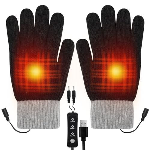 bestcool usb beheizte handschuhe für winter, waschbare fingerhandschuhe schwarz