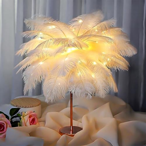 cakkone federlampe straußenfedern 50cm mit 80led usb akku aufladung