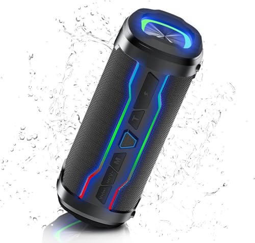 bluetooth lautsprecher 20w tragbare musikbox bluetooth 5.4 rgb lichter ip7 wasserdicht 360 stereo sound eingebautes mikrofon für outdoor party reisen