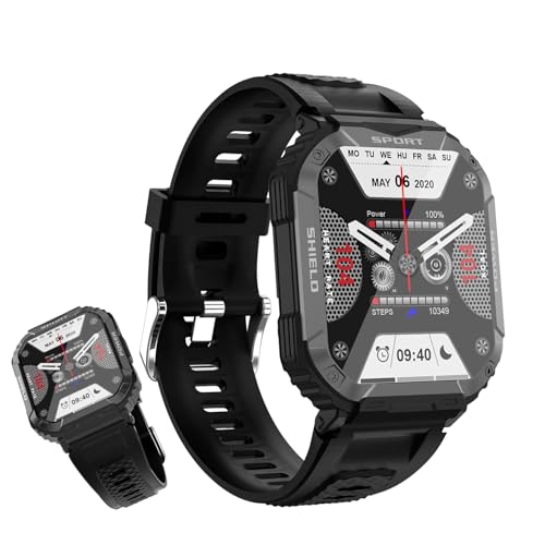 smartwatch herren mit telefonfunktion, 1.83" touchscreen, ip68 wasserdicht, 24h gesundheitsmonitor