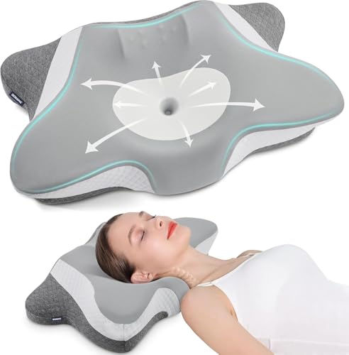 nackenkissen aus memory foam, ergonomisches seitenschläferkissen donama grau