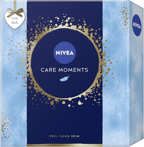 nivea care moments geschenkset mit dusche, shampoo, body milk und creme