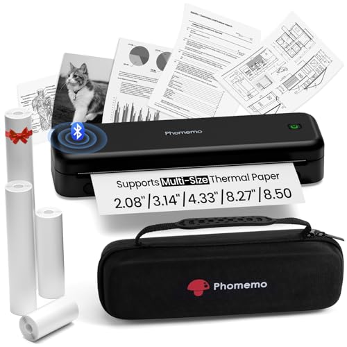 phomemo m834 thermodrucker mobil a4 für smartphone und computer, tragbare drucktasche, 4 rollen papier
