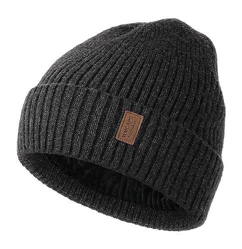 wmcaps wintermütze herren fleece beanie winddicht gefüttert unisex strickmütze