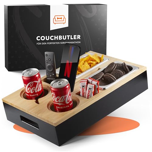 couchbar snackbox bambus personalisierbar mit geschenkbox, 2 schalen, 2 halter