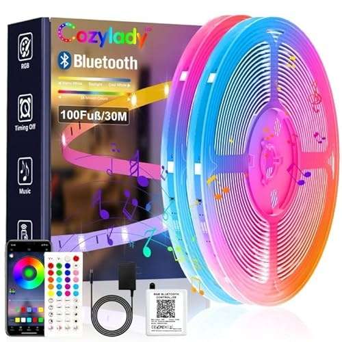 led strip light 30m bluetooth rgb, cozylady lichtband mit fernbedienung, für innenräume