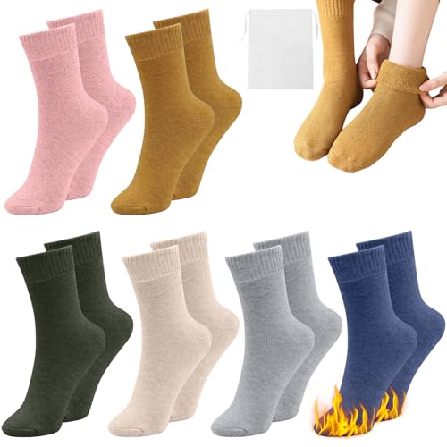 Produktbild: vegcoo thermosocken damen 6 paar wollsocken dicke wintersocken für damen 35-42