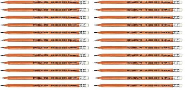 Bleistifte HB mit Radiergummi, 12 Stück, OFFICER PRODUCTS Donau, ungiftig, Zedernholz