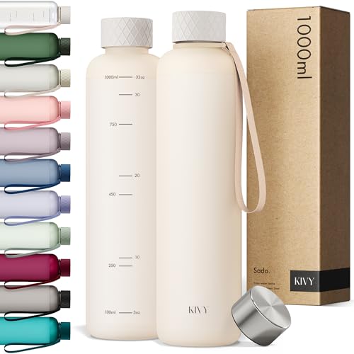 kivy trinkflasche 1000 ml kohlensäure geeignet, bpa frei, beige gym flasche