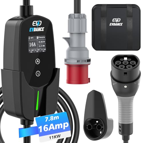 evdance ladekabel typ 2 schuko 3.68 kW 6.1 m 6-16 A für elektrisches auto hybrid