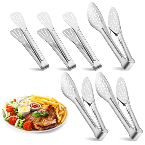 edelstahl mini servierzange 6 stück 2 größen für küche, gebäck, eis, grill, party