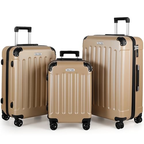 tan.tomi koffer set 3-teilig hartschale trolley koffer mit rollen und codeschloss