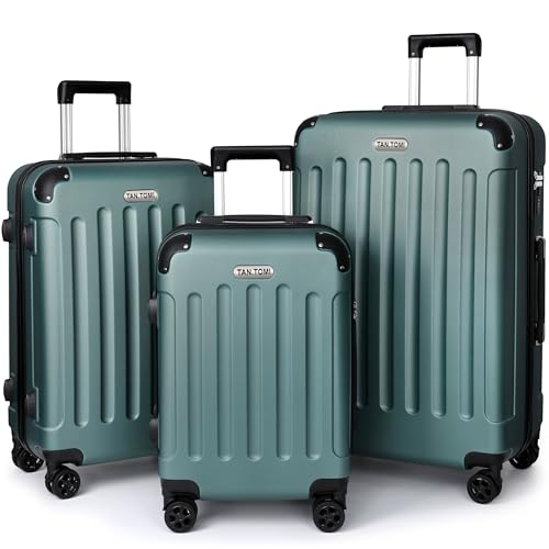 TANTOMI koffer set 3-teilig hartschale mit 360 spinner rollen dunkelgrün